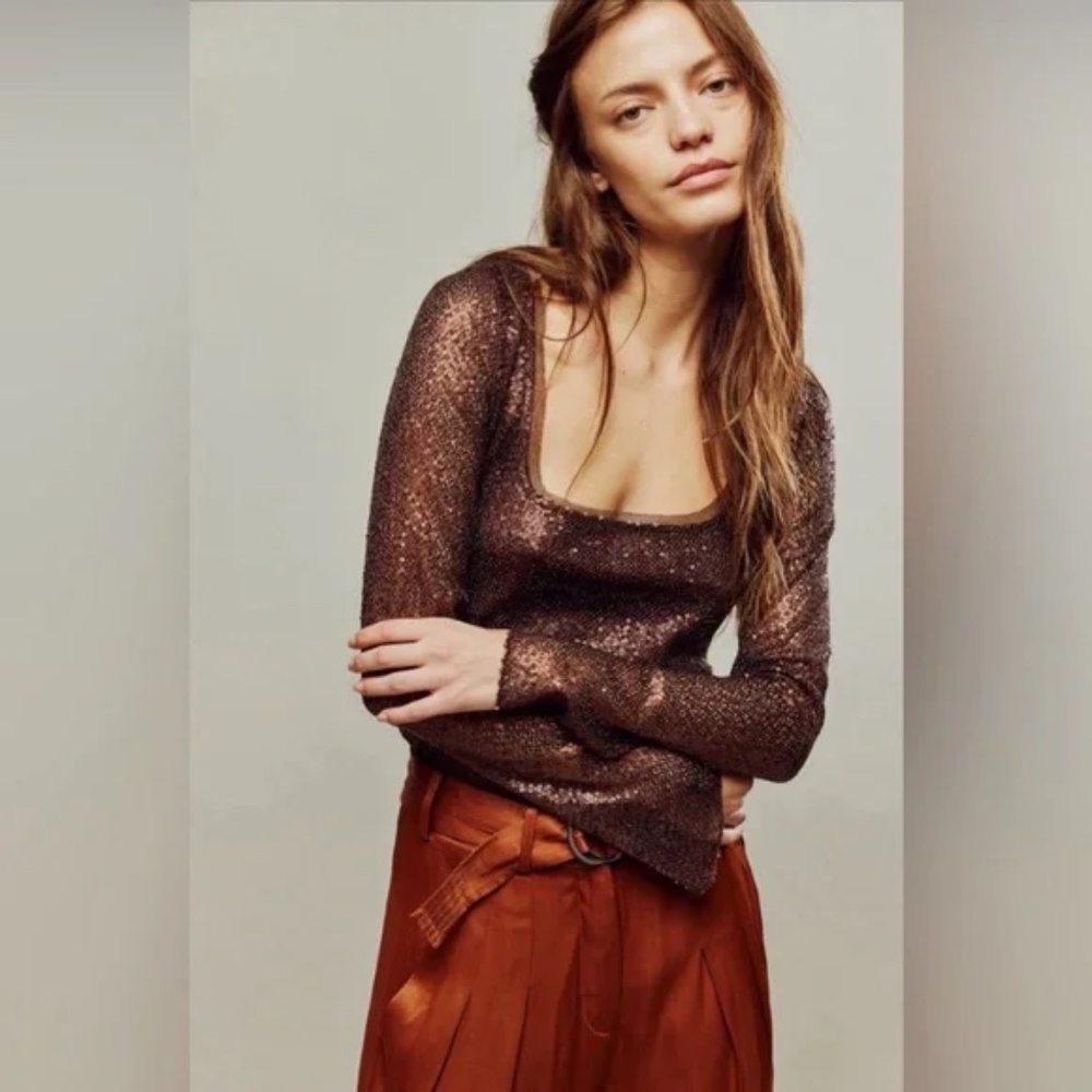 NWOT Free People Late Night Disco Layering Top
